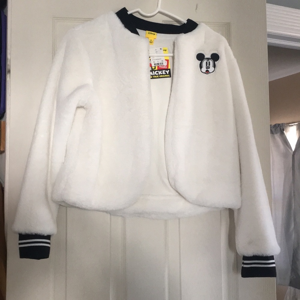 *3 for $35  *NWT white faux fur Mickey jacket
